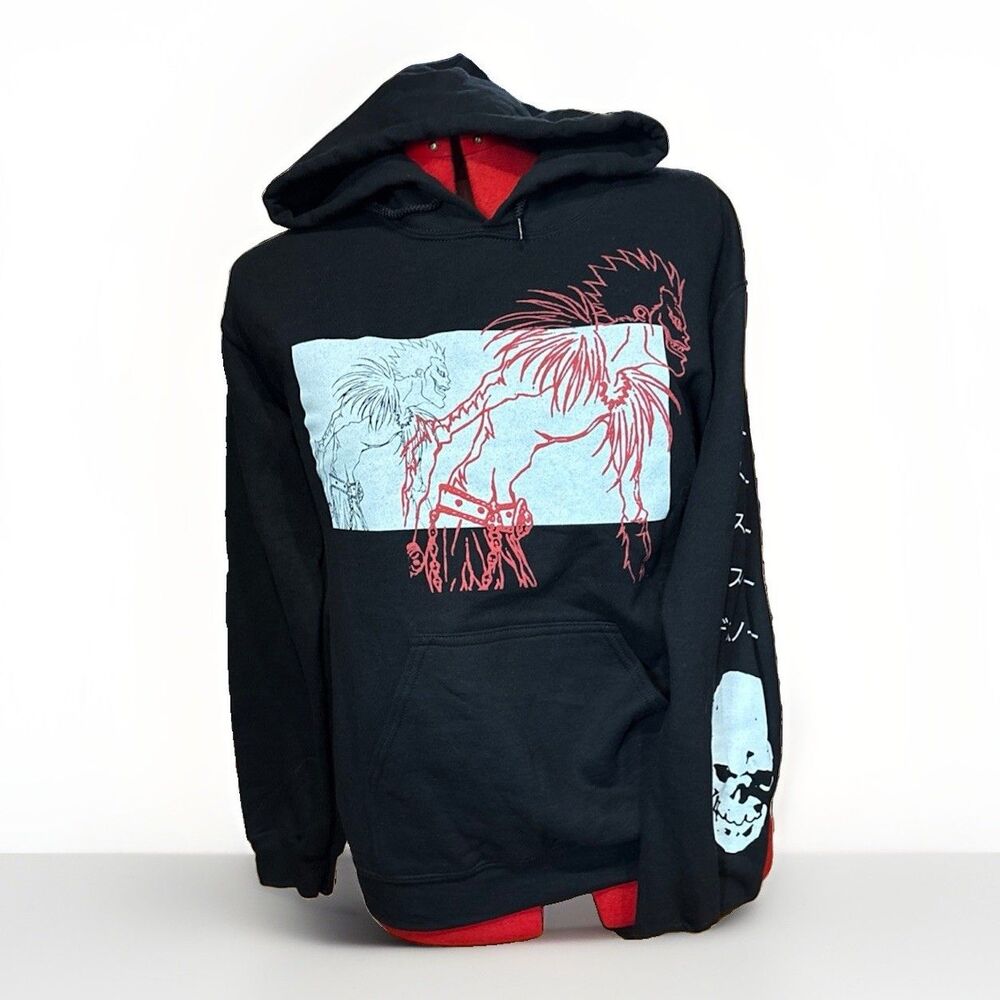 Death Note Ryuk Outline Panel Black Hoodie Size Small